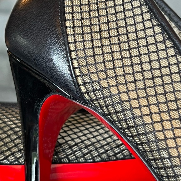 Christian Louboutin Fishnet PeepToe Platform Pumps with patent & kid leather - Picture 8 of 13